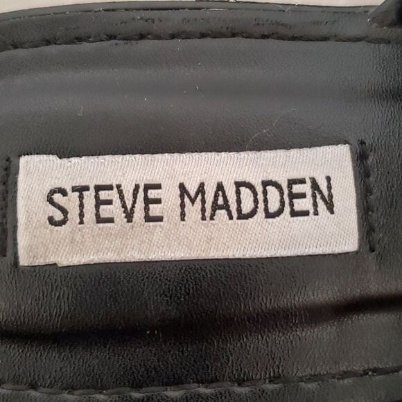 Steve Madden Brimm Black Puffy Double Braided Slide Flat Sandals Square Toe 10 - Picture 8 of 10